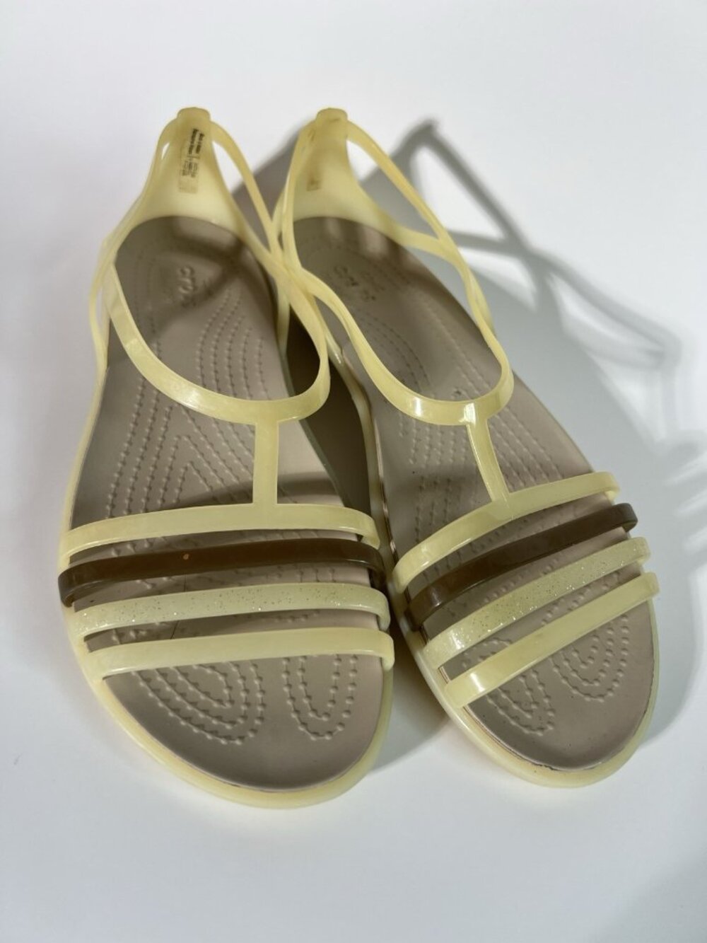 Crocs Isabella Flat Beige Jelly Sandal, Casual Comfort Strappy Women's Sz 8